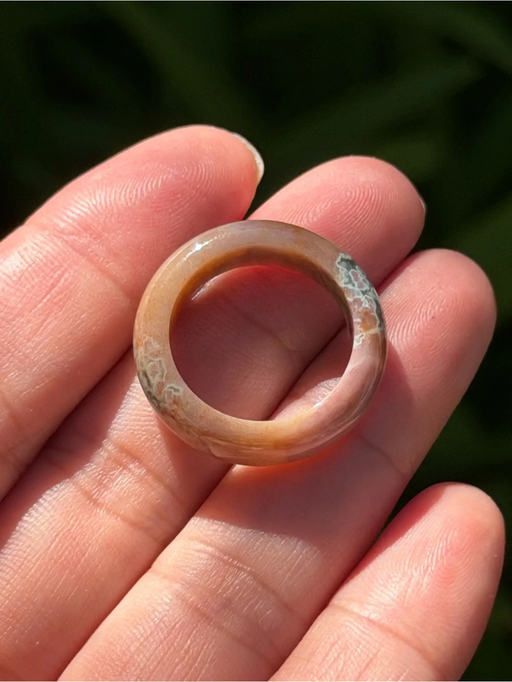 Size 7.5 pink ocean jasper ring 1649